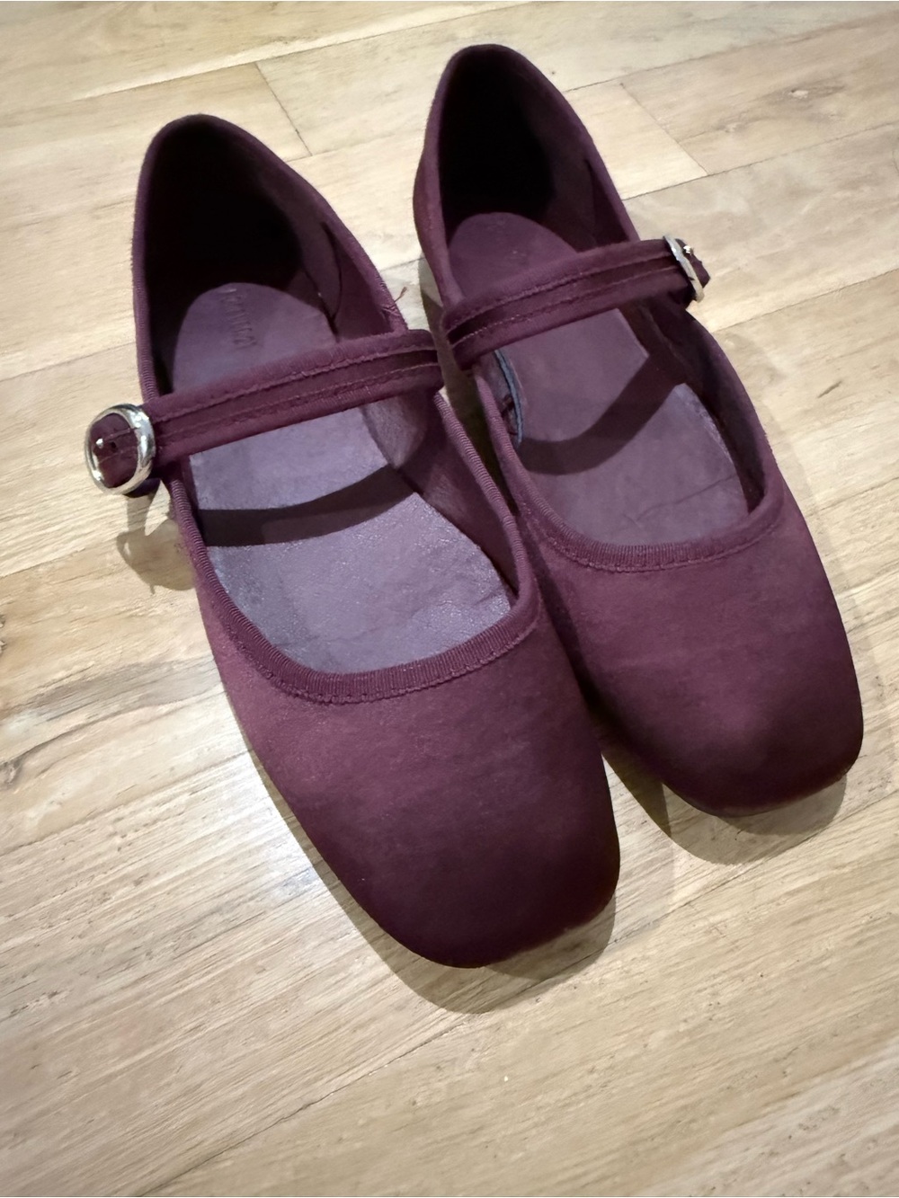 Forever 21 Wine Mary Jane Flats with Silver Buckle